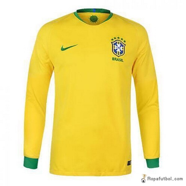 Camiseta Brasil Replica Primera Ropa ML 2018 Amarillo